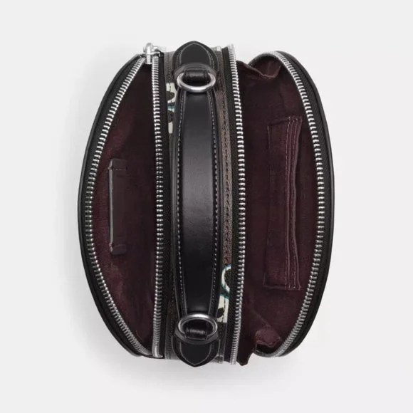 NWT Canteen Crossbody Signature Canvas Graphic Halloween Eyes Purse Bag Leather - Picture 3 of 12